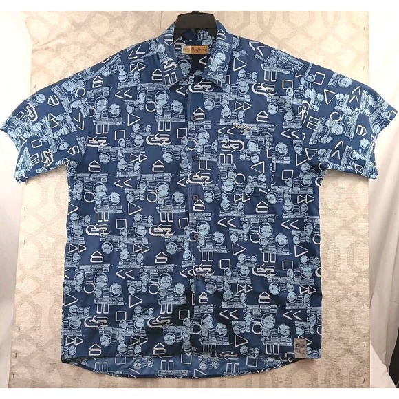 Pepe Jeans London Hawaiian Shirt Mens Extra Large Blue Short Sleeve - Picture 1 of 9